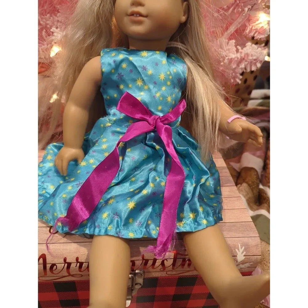 18-In Doll sized dress turquoise purple